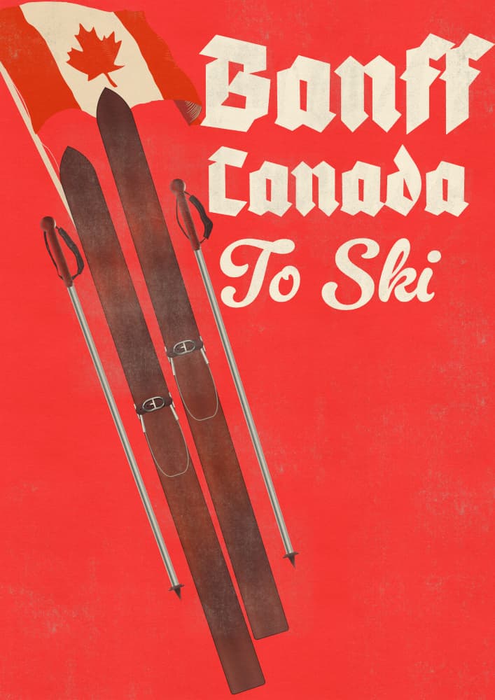 Vintage Banff Canada Ski by Nicholas — canvas wall art