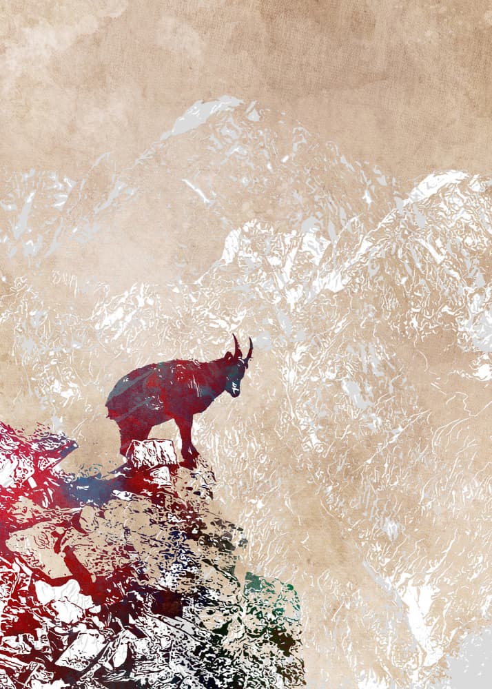 Majestic Mountain Goat by Justyna Jaszke — canvas wall art