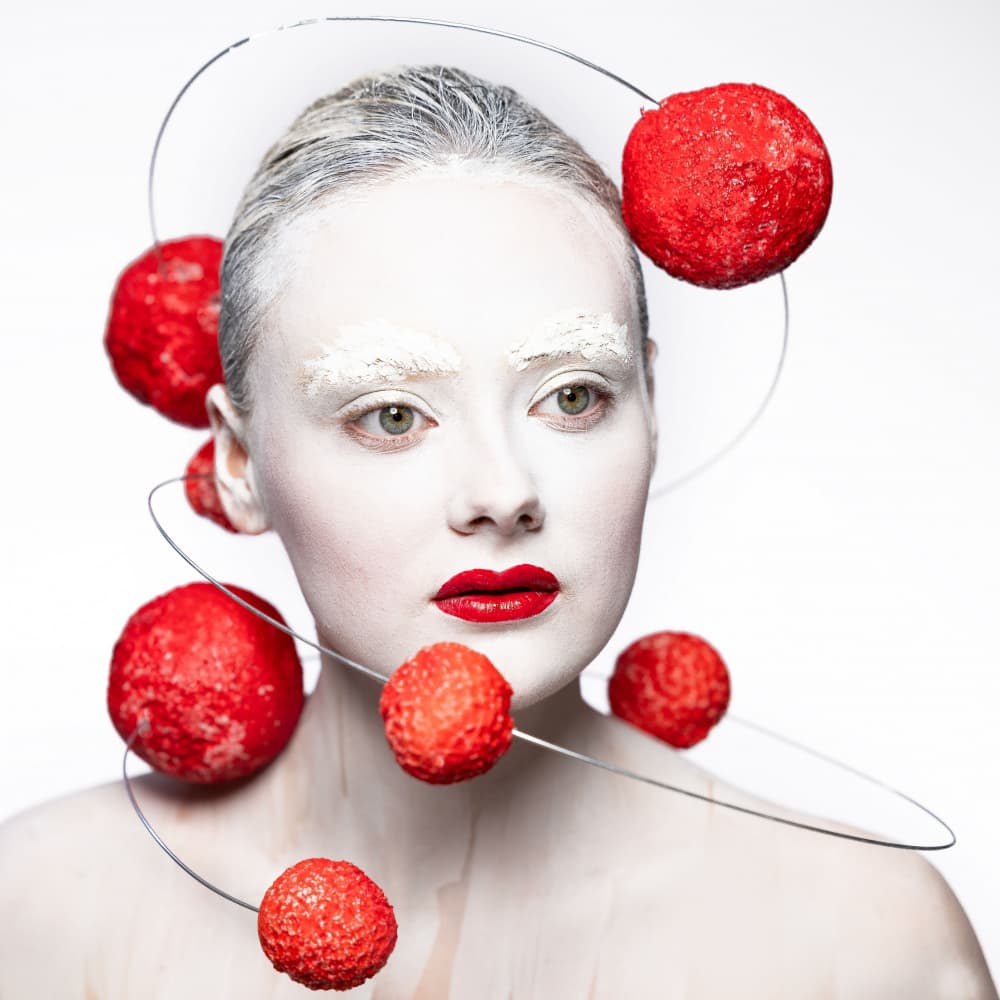 Conceptual White Red Portrait by Amnon Eichelberg — canvas wall art