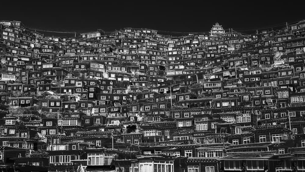 Tibetan Hillside Monastery by TIANQI — canvas wall art