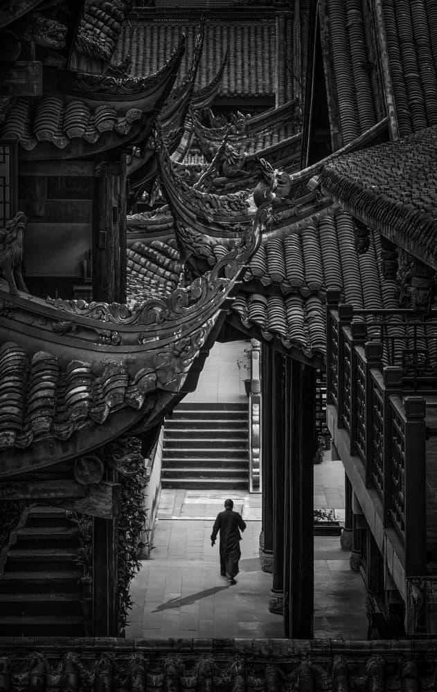 Monk's Temple Journey by Irene Wu — canvas wall art