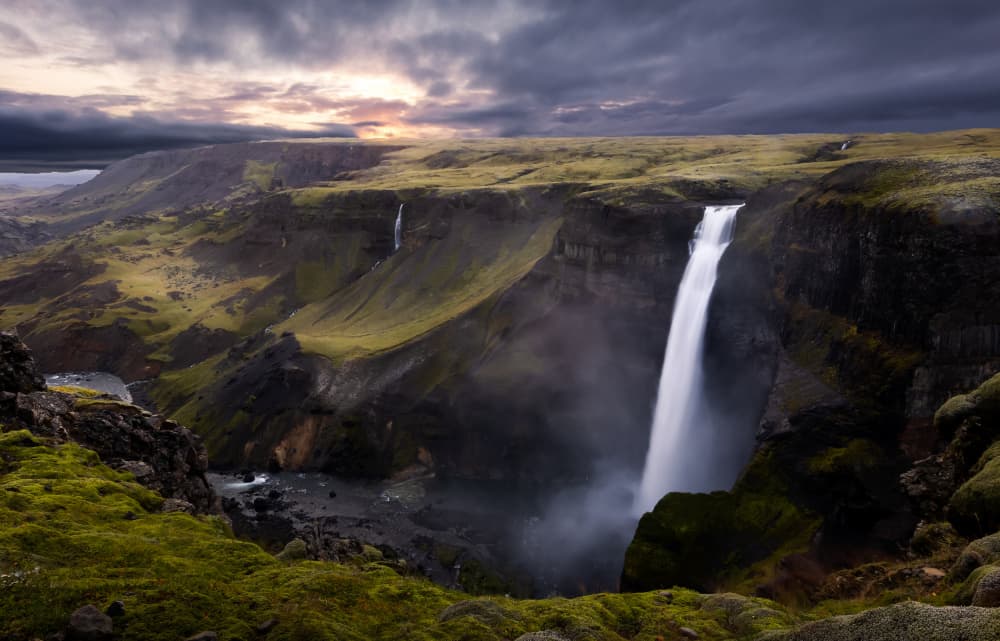 Dramatic Canyon Waterfall by Dennis Zhang — canvas wall art