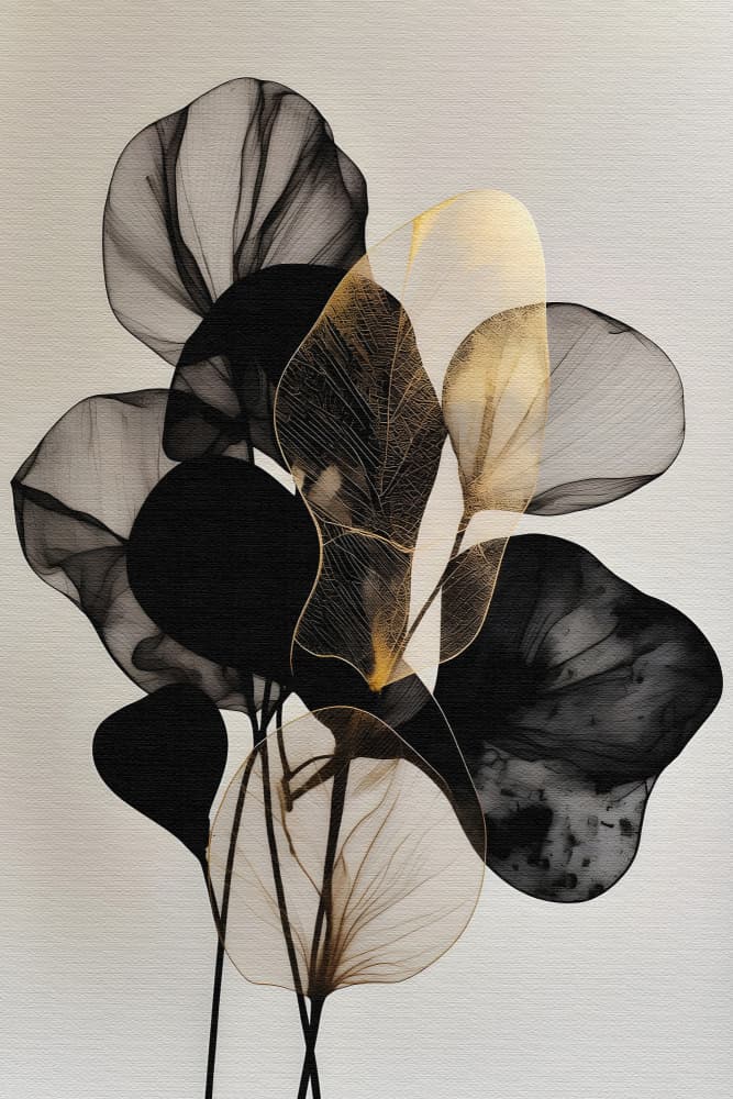 Black Gold Botanicals by Miguel Bruzual — canvas wall art