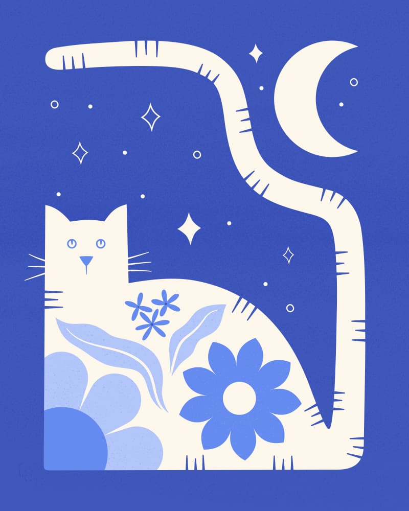 Whimsical Moon Cat by Artprink — canvas wall art