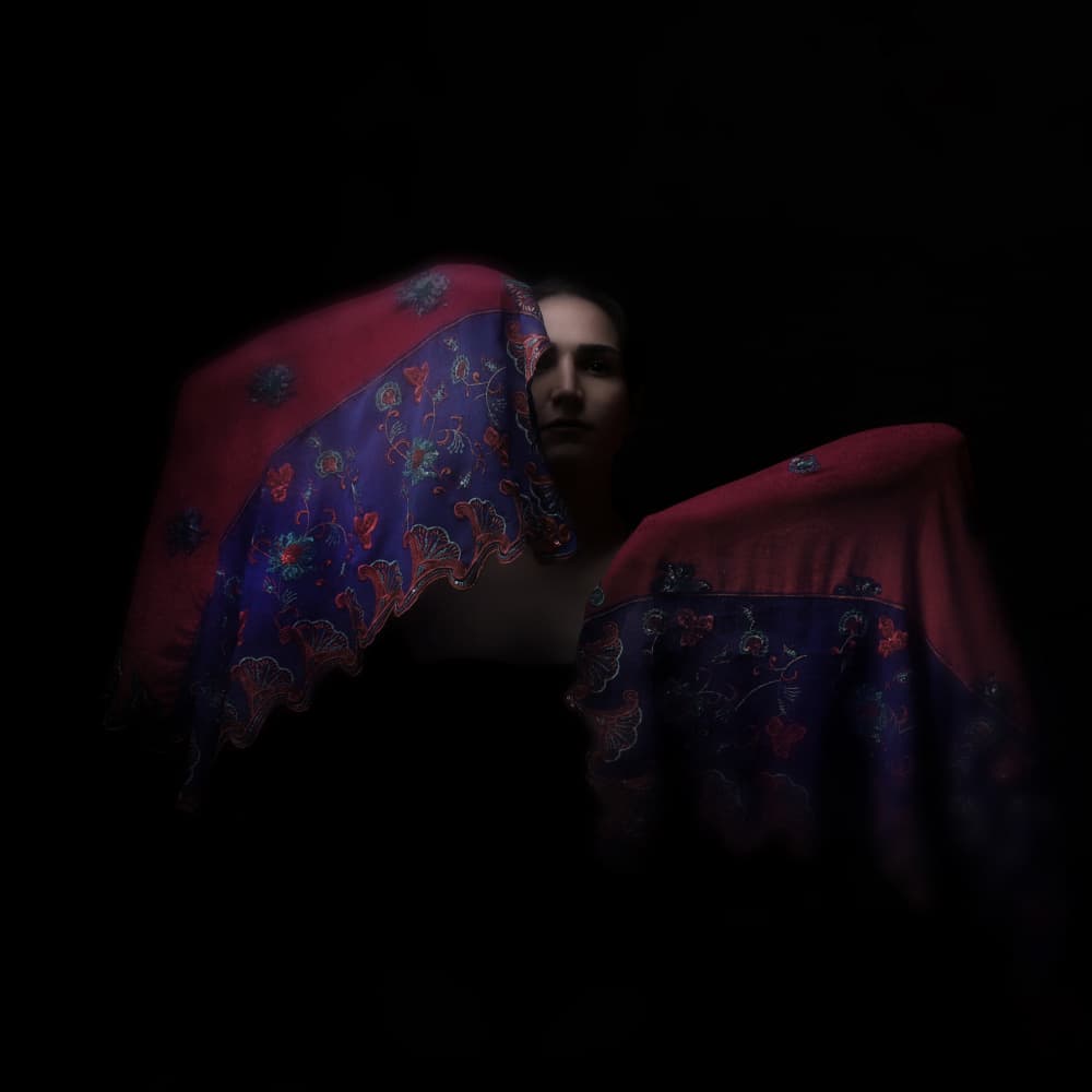 Elegant Scarf Portrait by Moein Hasheminasab — canvas wall art