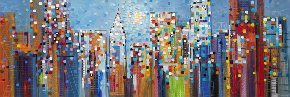 Vibrant City Lights by Ekaterina Ermilkina — canvas wall art