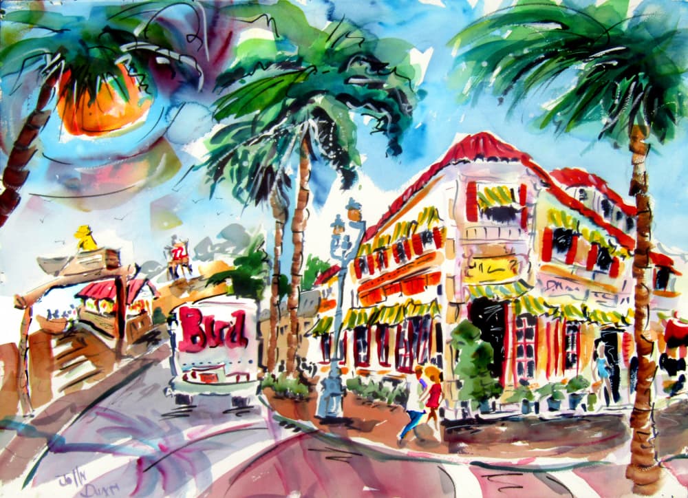 Palm Tree Street Scene by John Dunn — canvas wall art