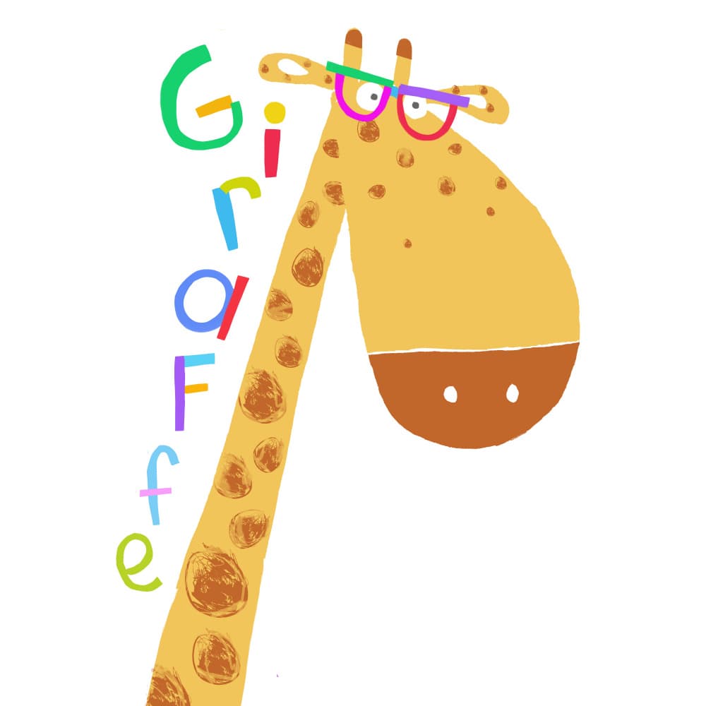Colorful Giraffe with Glasses by Carla Daly — canvas wall art