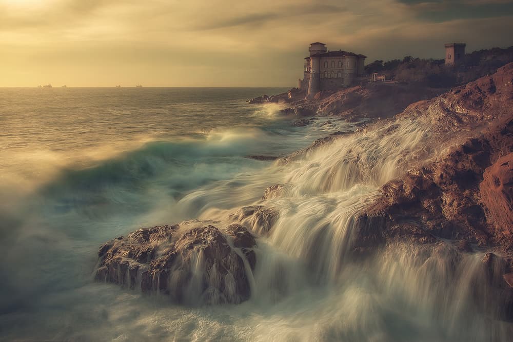 Golden Coastal Castle by Paolo Lazzarotti — canvas wall art