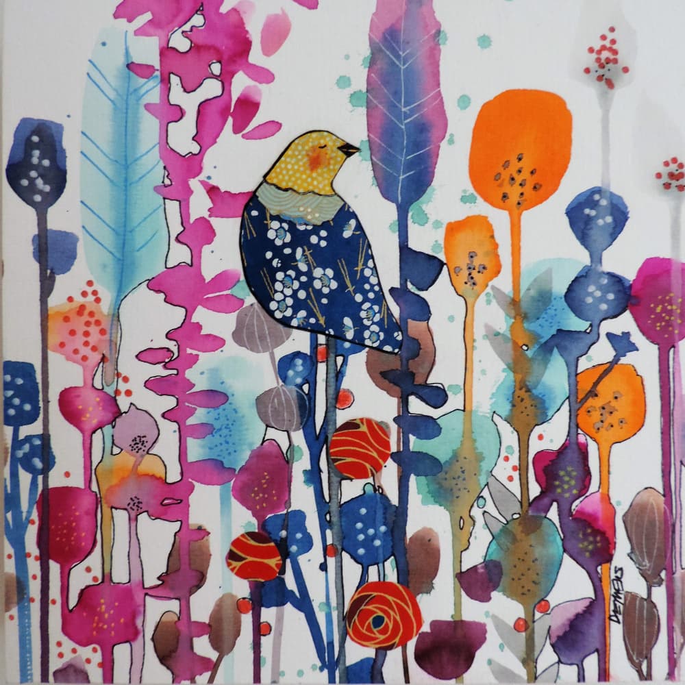 Colorful Whimsical Garden Bird by Sylvie Demers — canvas wall art