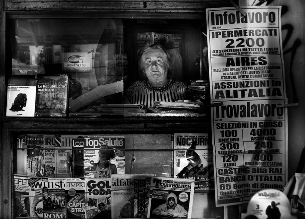 Woman at Newsstand by Antonio Grambone — canvas wall art