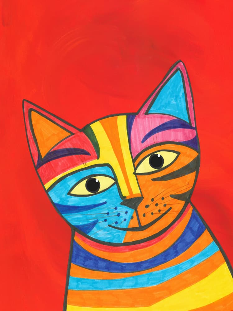 Vibrant Striped Cat by Isabelle Brent — canvas wall art