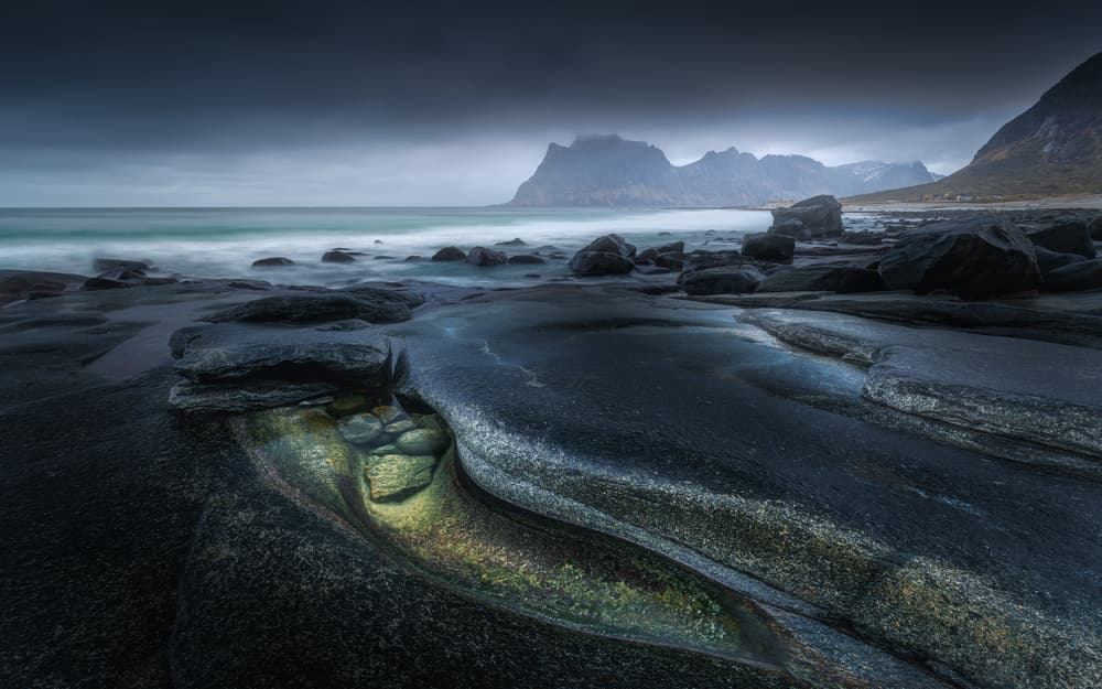 Moody Ocean Rocks by Tomasz Rojek — canvas wall art