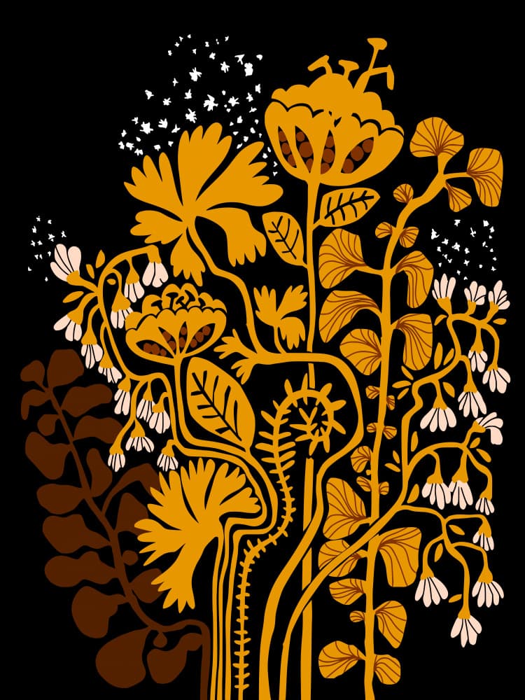 Golden Night Garden by Annick — canvas wall art