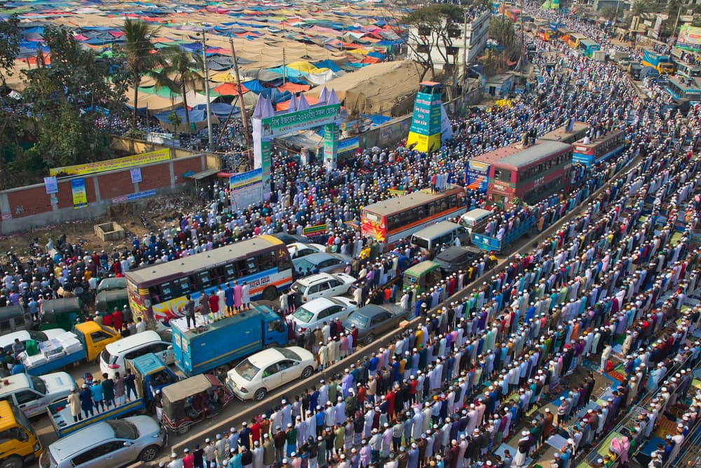 Mass Prayer Urban Scene by Azim Khan Ronnie — canvas wall art