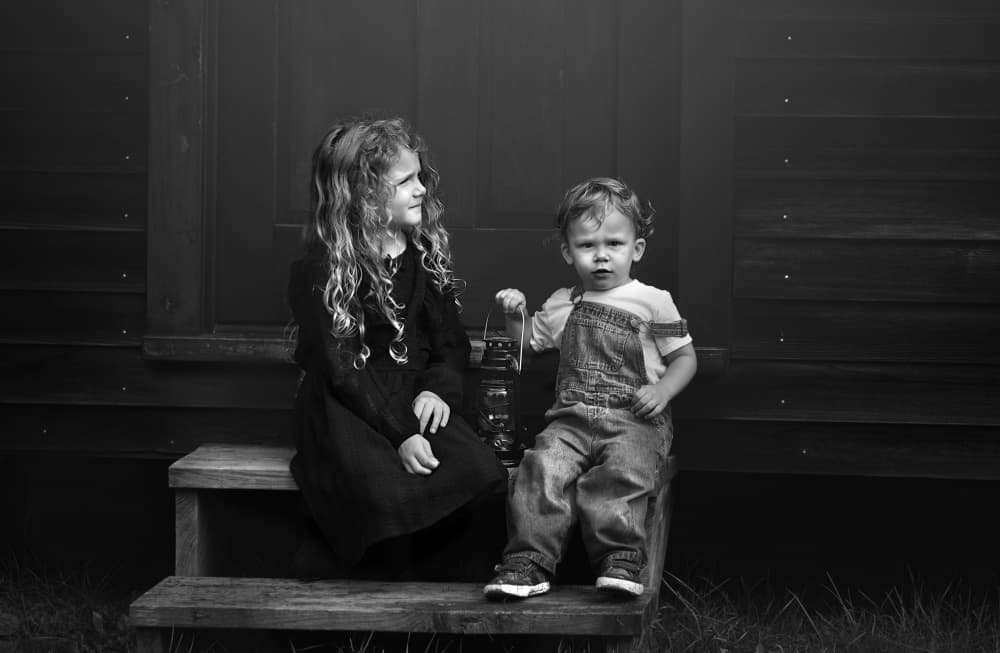 Rustic Siblings Portrait by Kapuschinsky — canvas wall art