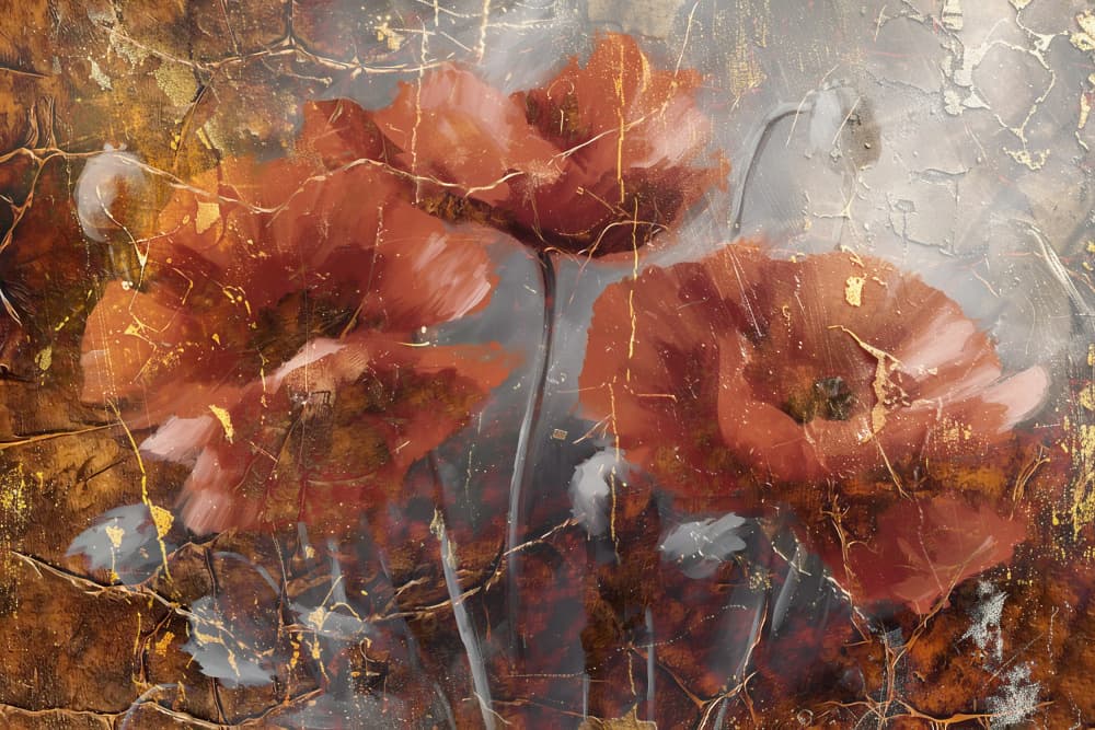 Textured Golden Poppies by Rafal Kulik — canvas wall art