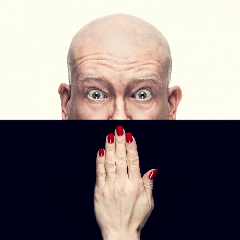 Curious Man Red Nails by Petri Damstén — canvas wall art