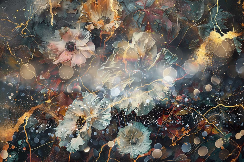 Ethereal Golden Flowers by Rafal Kulik — canvas wall art