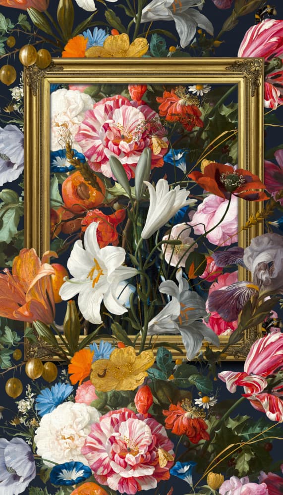 Opulent Floral Frame by Marja van den Hurk — canvas wall art