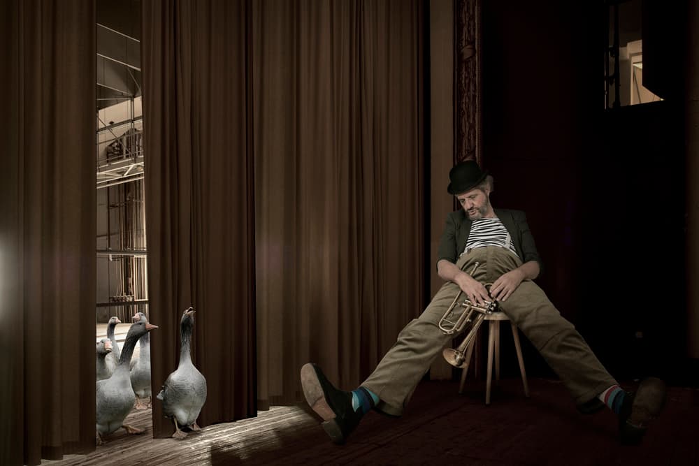Trumpeter's Unexpected Audience by Christine von Diepenbroek — canvas wall art