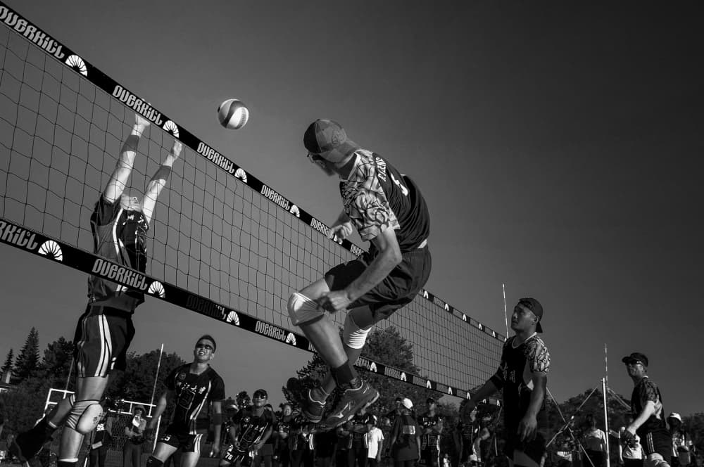 High Flying Volleyball Action by Leeian Dai — canvas wall art