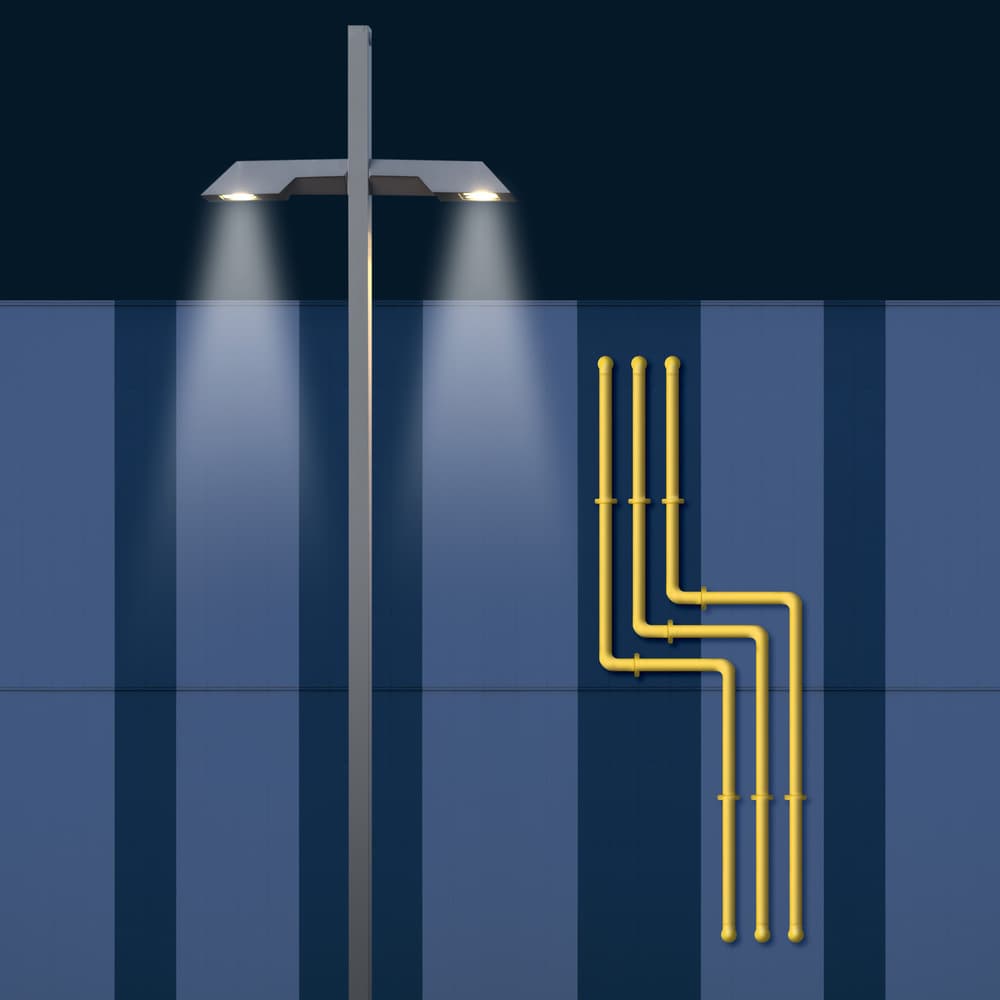 Night Lamp Yellow Pipes by Andrea Comari — canvas wall art