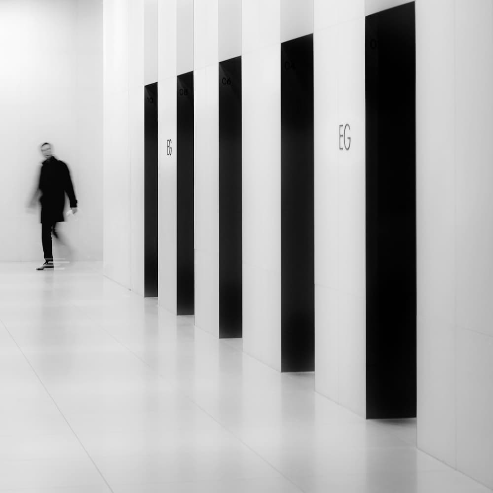 Motion in Monochrome Hall by Andy Bauer — canvas wall art