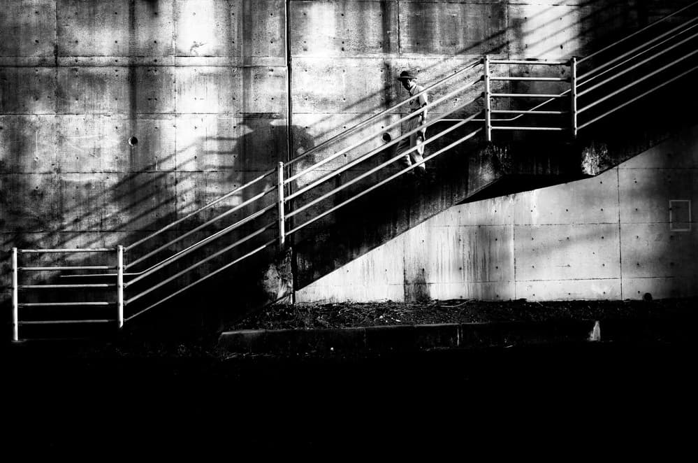Shadows on Concrete Stairs by Tetsuya Hashimoto — canvas wall art