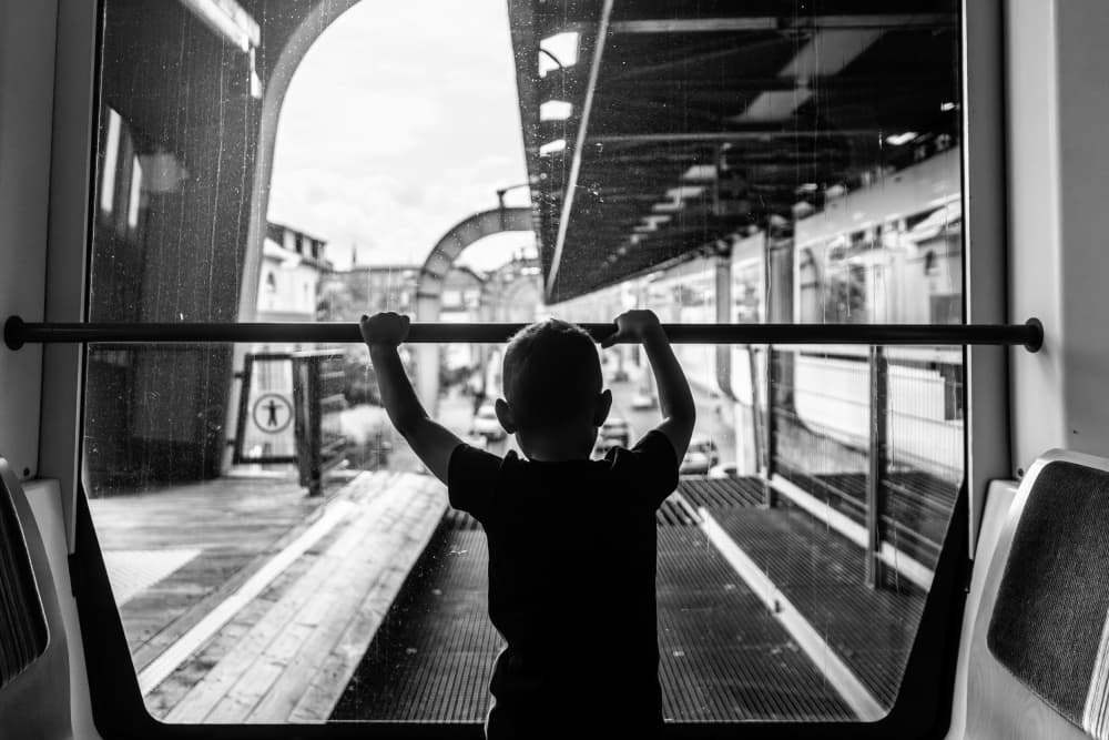 Little Boy's Train Ride by Adam Dauria ☂ — canvas wall art