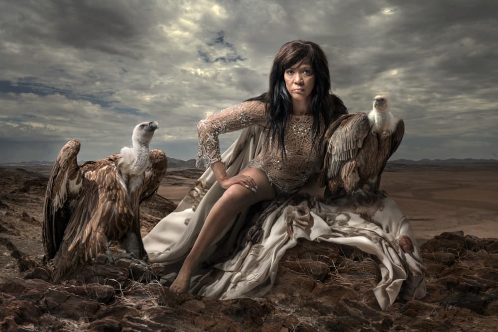 Desert Queen With Raptors by Marcel Egger — canvas wall art