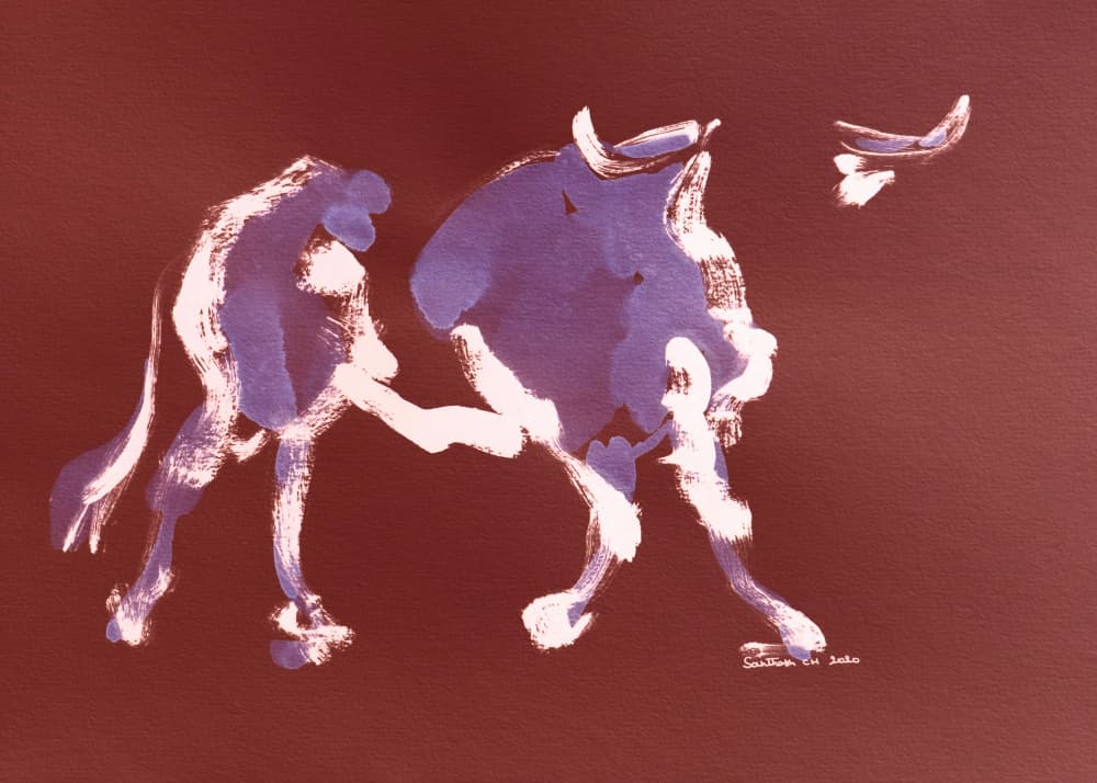Abstract Bull Fight by Santhosh ch — canvas wall art
