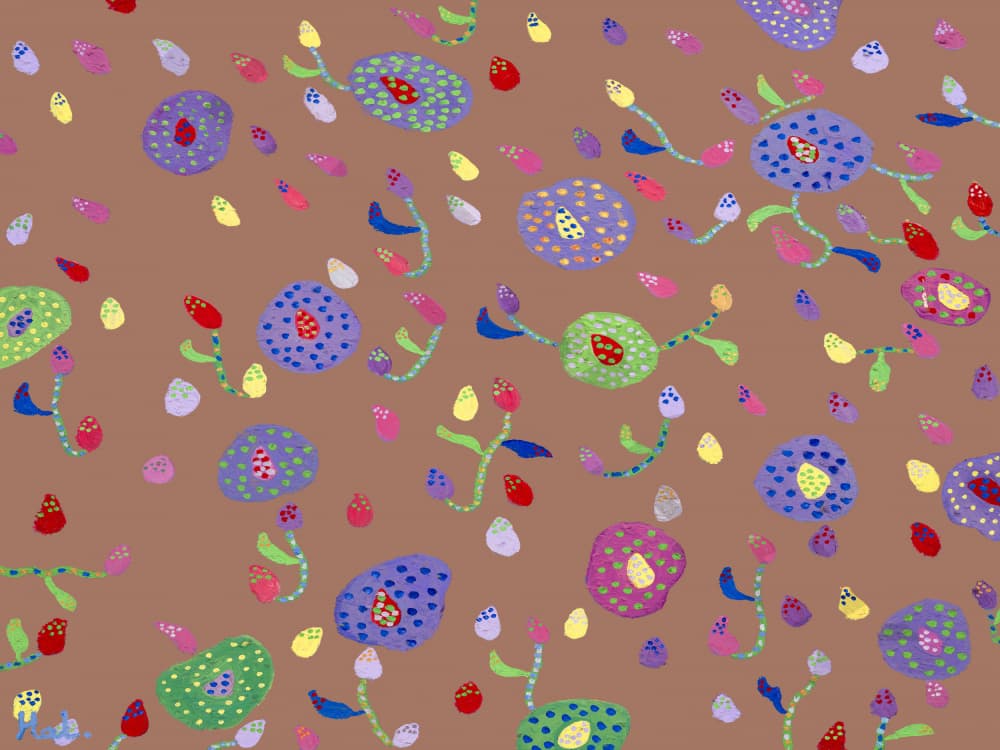 Whimsical Dotted Flowers by Helen Joynson — canvas wall art