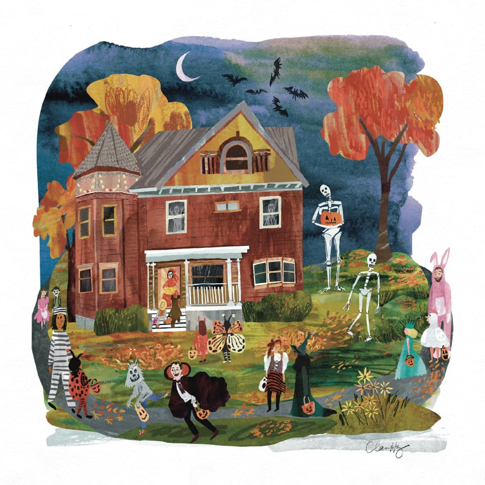 Haunted House Halloween by Claire Hanley — canvas wall art