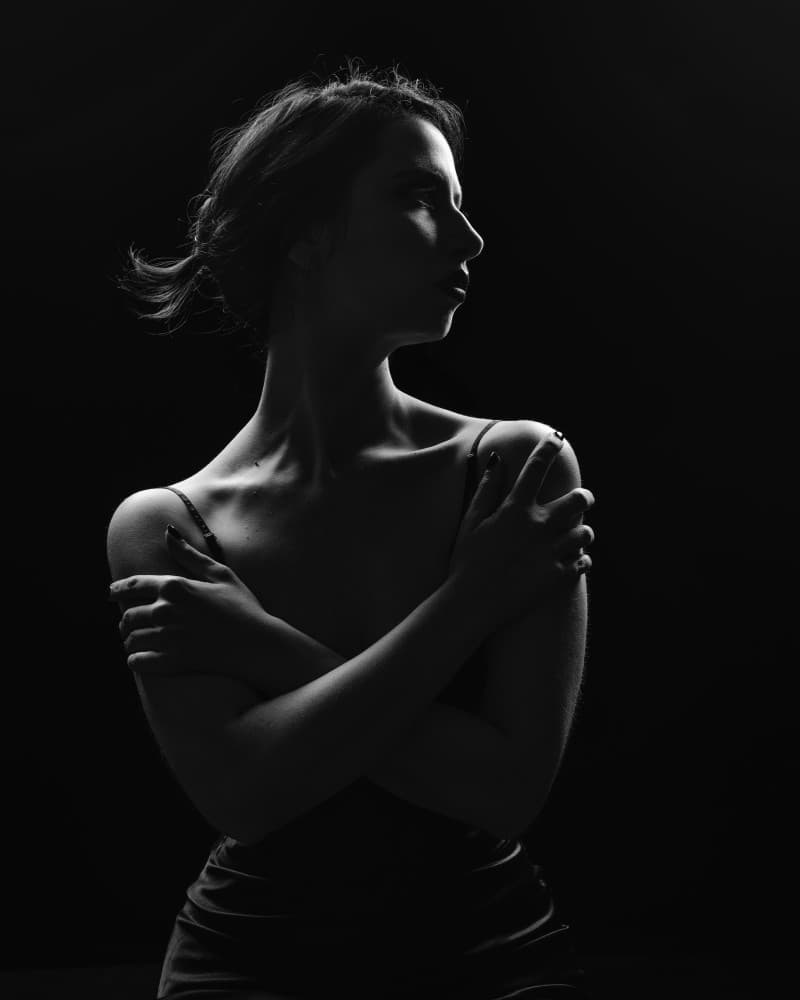 Thoughtful Woman Silhouette by Ruiqing P. — canvas wall art
