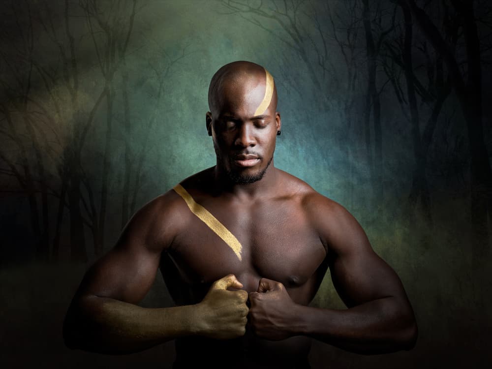 Golden Warrior in Forest by Luc Stalmans — canvas wall art