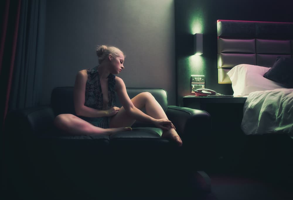 Pensive Woman Hotel Room by Paul — canvas wall art