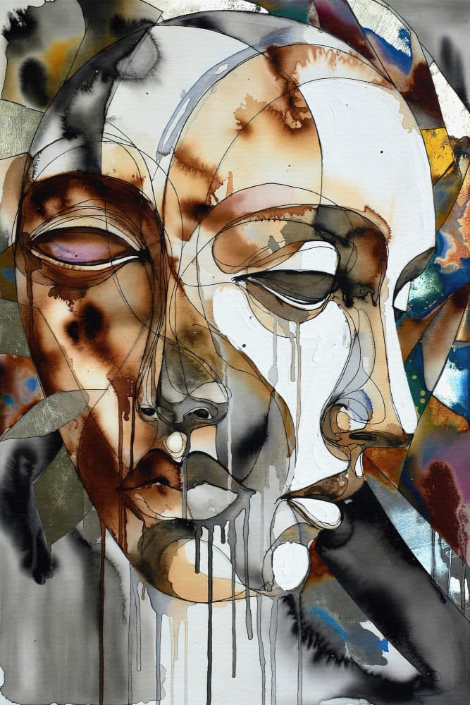 Melancholy Faces Duality by Miguel Bruzual — canvas wall art