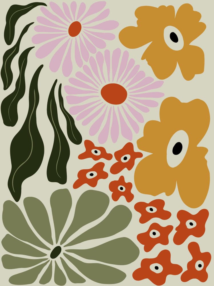 Modern Garden Blooms by Miho Art Studio — canvas wall art