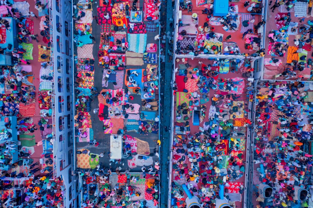 Colorful City Crowd by Azim Khan Ronnie — canvas wall art