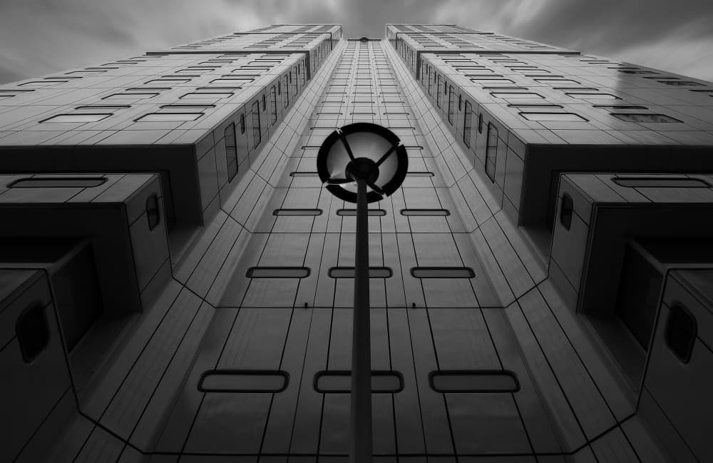 Modern Building Upward View by Wim Schuurmans — canvas wall art