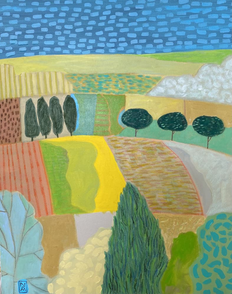 Colorful Patchwork Landscape by Nathaniel Mather — canvas wall art