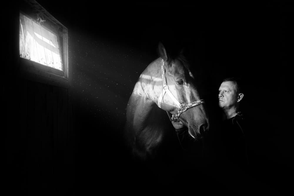 Man and Horse Bond by Andrii Kazun — canvas wall art