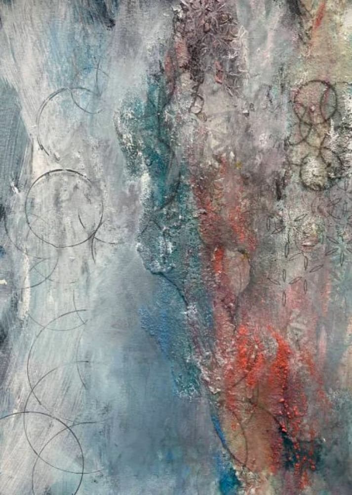 Abstract Blue Red Layers by Deb Chaney — canvas wall art