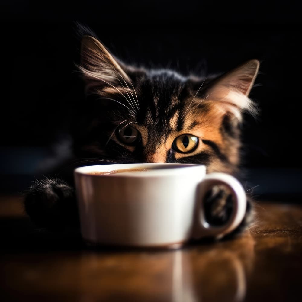 Curious Cat Coffee Break by Justyna Jaszke — canvas wall art