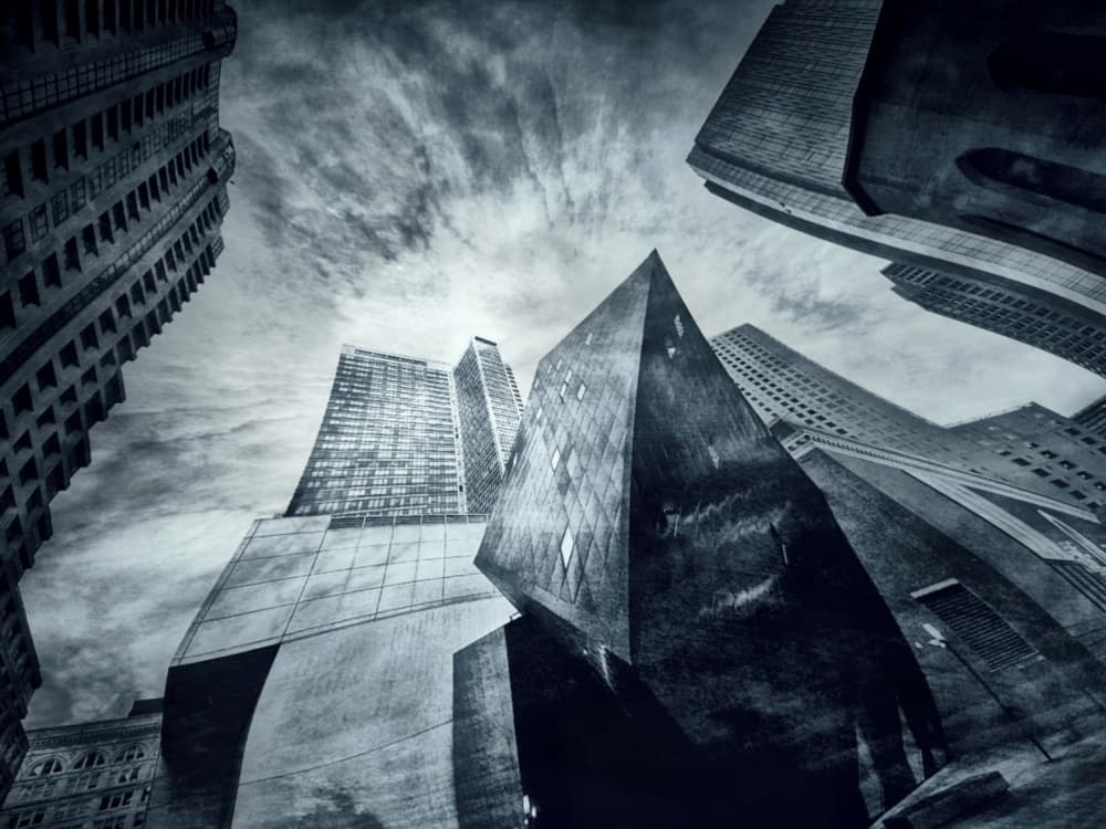 Geometric Cityscape Sky by Robert Fabrowski — canvas wall art