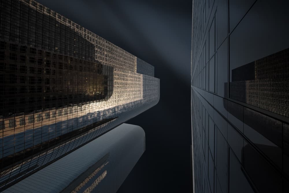 Dark Skyscraper Geometry by Mathilde Guillemot — canvas wall art