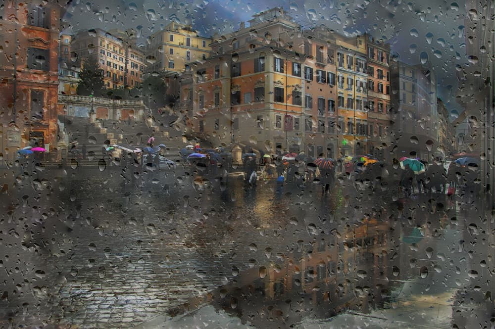 Rainy City Street View by Nicodemo Quaglia — canvas wall art