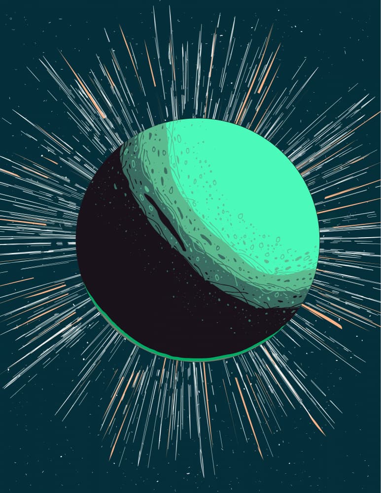 Glowing Teal Planet by Nicholas — canvas wall art