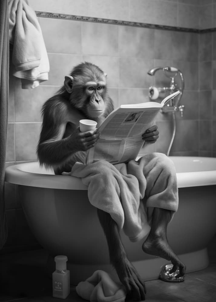 Chimpanzee Reads Paper by Andreas Magnusson — canvas wall art